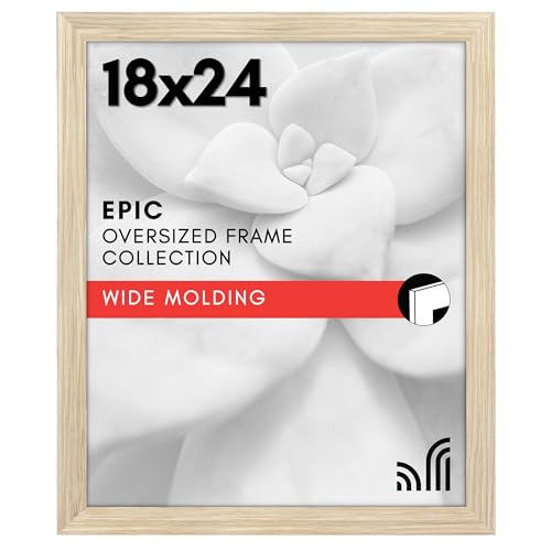Americanflat 18x24 Poster Frame with Polished Plexiglass - Wide Picture Frames Made of Engineered Wood for Vertical or Horizontal Wall Display - Epic Collection - Natural Oak