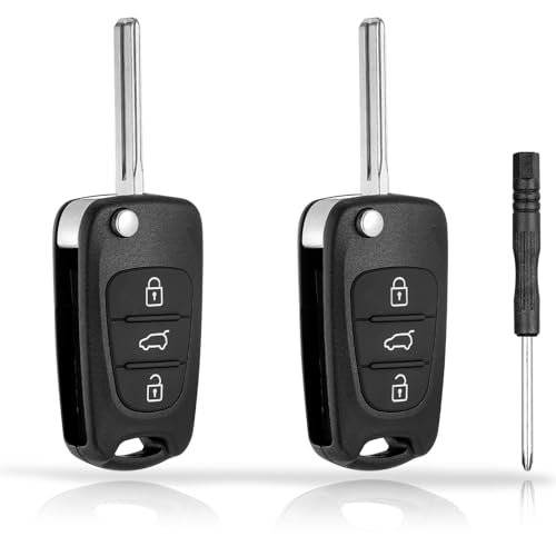 JIZZU Car Key Cover for Hyundai 2 Pack Car Key Fob Case Replacement Compatible with Hyundai i30 i35 iX20 iX35 and Kia Ceed Soul Sportage Venga Remote Control Folding Cars Keys Shell Case Accessories