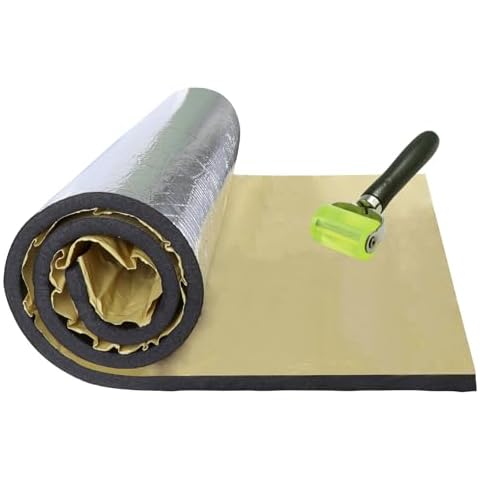 Fourub 590Mil Car Heat Sound Deadening Mat,30.5 Sqft Heat Shield Foam with Aluminum Self Adhesive with Roller Soundproof Insulation Roll(110" L x 39" W) Cover