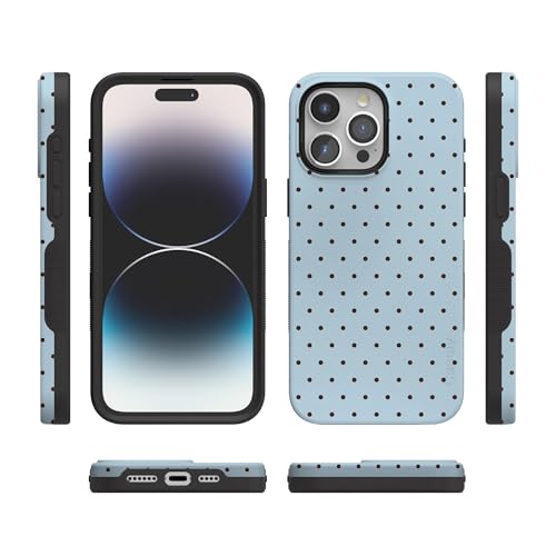 Coque iPhone 15 Pro Max Antichoc Originale Bleue à Pois MagSafe