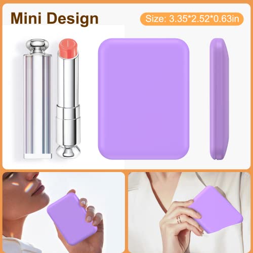 Benbilry Mini Compact Travel Makeup Mirror With Light, Rechargeable Pocket Mirror With 3 Led Dimmable Colors & 1X/3X Magnification, Magnetic Closing Memory Small Purse Mirrors, Gift For Women, Purple #TOP1