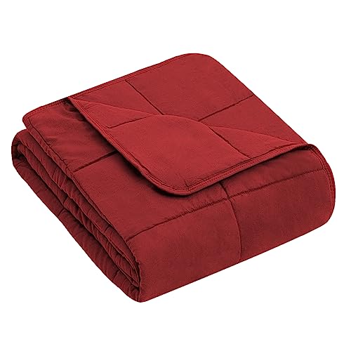Image of yescool Weighted Blanket (7 lbs, 41 inch x 60 inch, Red) Cooling Heavy Blanket, Perfect for 60-90 lbs, Breathable Throw Blanket Gifts with Premium Glass Bead, Machine Washable
