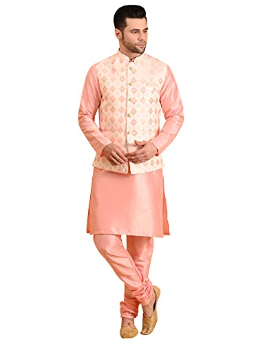 Image of Uri and MacKenzie Men's Silk Blend Kurta Pajama with Designer Ethnic Nehru Jacket /Modi Jacket