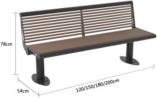 Outdoor Bench Full Steel Outdoor Bench, Outdoor Garden Bench with Backrest, Armless, Stable Metal Leisure Seat for Patio Garden Yard, Easy to Install Garden Benches (Color : 180 * 54 * 78cm) (120*54*