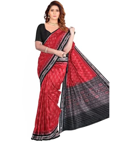 Image of Nuapatna Cotton Saree of Odisha Ikkat Orissa Traditional Handloom Sari | Bomkai | Pata | Nuapatana | sambalpuri saree | khandua patta sare | without Blouse S12