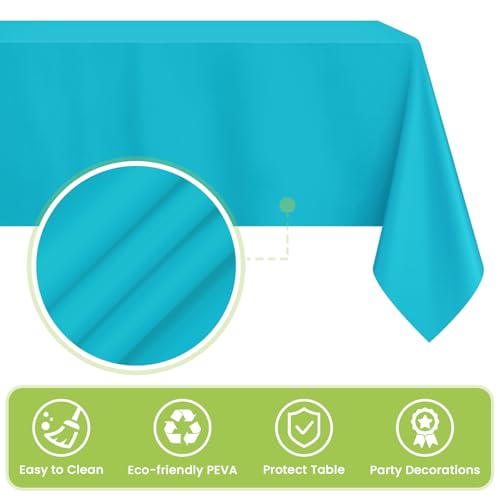 Image of Mulbozy Teal Plastic Tablecloth Disposable 4 Pack, 54 x 108 Inch