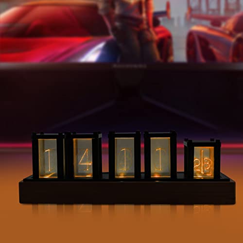 Kensyuint Digital Tube Desk Clock,Wood Rgb Digital Clock,Full-Color Led Digital Clock,Digital Tube Diy Desk Clock,For Living Rooms,Offices, Conference Rooms,Bedrooms Decor (Cherry Wood) #TOP4