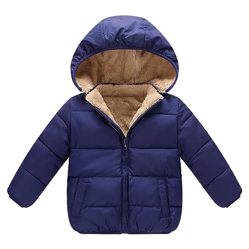 Girls and Toddler's Winter Coat Sherpa Fleece Lined Hooded Puffer Jacket with Detachable Hat Kids Boy Padded Down Coat