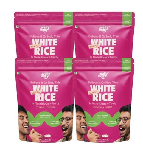 Image of Welly Belly Low GI White Rice 850g | 50% Lower Glycemic Index | Source of Protein & Fiber | Ideal Choice for Weight Management | Naturally Sourced | PCOS & Diabetic Friendly Chawal | Pack of 4