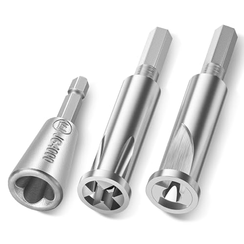SUNJOYCO Wire Twisting Tools, 3PCS Hex Shank Cable Wire Stripper and Twister, Wire Nut Twister Spin Twist Wire Connector Socket, Electrician Wire Stripping and Twisting Tool for Power Drill