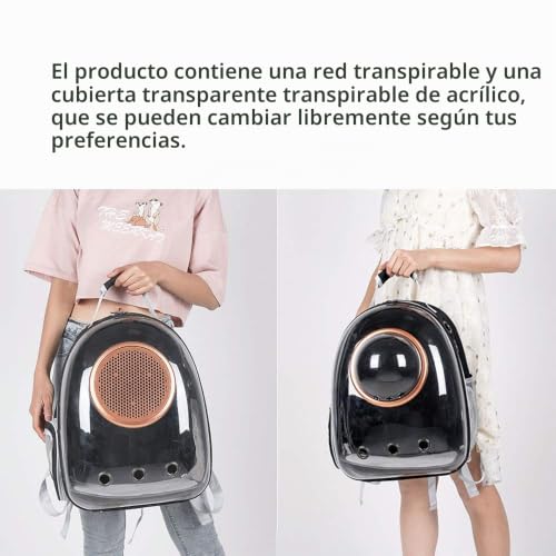 Miniatura 4 de Sipobuy Pet Space Capsule Mochila, Transportador De Gatos Pequeños Y Medianos, Transparente, Transpirable, A Prueba De Calor, Transportador De Mascotas Para Viajes, Senderismo, Caminar, Campamento
