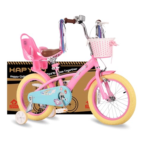 HAPYRO Kids Bike 16 Inch for Girls 5-9 Years Old, Girls Bike with Training Wheels, Toddlers Bicycle with Dolls Seat and Basket, Bicicleta para Niñas, Multiple Colors by HAPYRO - Used condition - US$94.46
