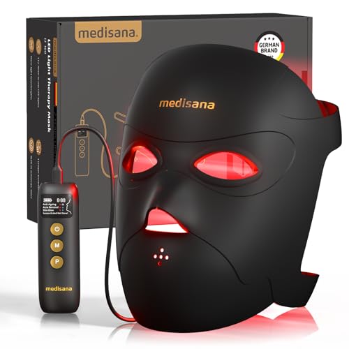 MEDISANA Red Light Therapy for Face, 3D Facial Fit Red Light Therapy Mask with 3 Modes, 850NM Infrared, Red & Blue Light Therapy for face, 5200mAh Rechargeable, 336 LED Beads for Anti-Aging, Skin Care