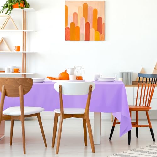 Image of Kopokita 2 Pack Light Purple Plastic Tablecloths Disposable 54 x 108 Inch