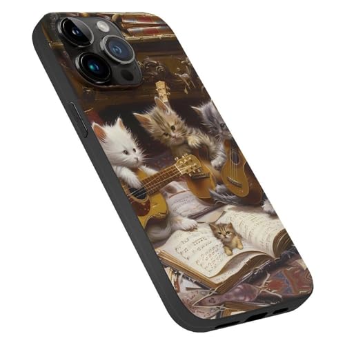Vintage Cats The Musician Phone Case TPU Protective Cover Cute Phone Cover Mobile Case Compatible with iPhone 15 Pro Max2