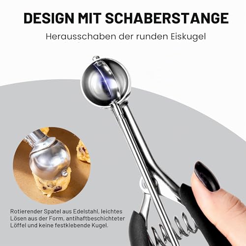 TJ POP Eisportionierer Mini 2,5 cm aus Edelstahl – 5 ml Extra Kleiner Portionierer mit Auslöser… – Ansicht 5