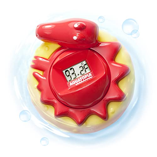 Image of Aquatopia Charlie Crocodile Baby Bath Thermometer with Digital Audible Alarm, Floating Toy, Beeps Too Hot or Too Cold, Red