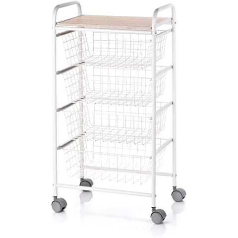 DON HIERRO - Kitchen Storage Rolling cart, 5-Tier Utility Cart, Metal, Fiesta. White - Beech Colors Cover