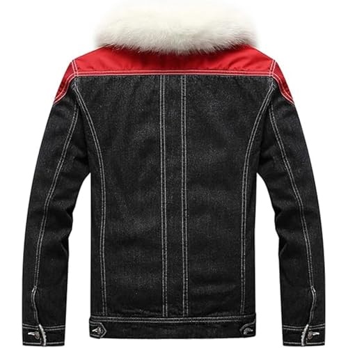 Casual Sherpa Lined Denim Jacket for Men Faux Fur Collar Fleece Coat Winter Warm Faux Fur Jean Coats2