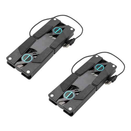 Happyyami 2Pcs USB Laptop Cooling Pad with Dual Fans Folding Ventilated Support for Laptops Slip Design Low Noise for Commuters and Travelers
