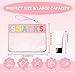 Burskit Clear Zipper Pouch for Travel Snacks Bag Nylon Clear Cosmetic Bag Makeup Travel Bag for Women with Glitter Patch Letters (Pink-Snacks)