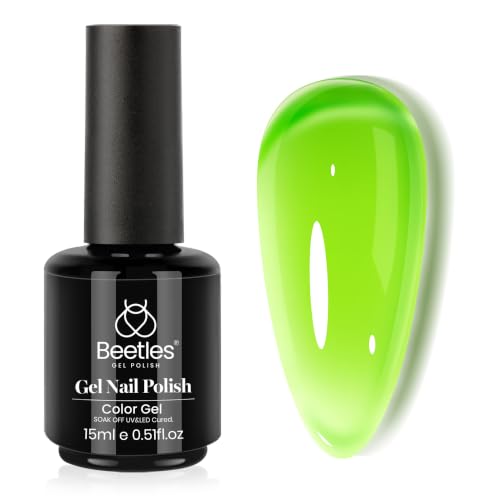 Beetles Green Gel Nail Polish, 15ML Light Green Jelly Gel Polish | Sheer Gel Soak Off UV Translucent Effect French Nail Art Design Manicure Gift for Women