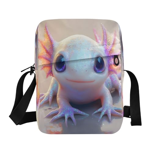 Crossbody Bag Cute Axolotl Undersea Messenger Bag for Women Men Purse Shoulder Bag Satchel Bag with Adjustable Strap 214B8848