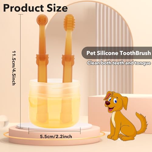 Image of Dog Tooth Brushing Kit 360Silicone Dog Toothbrush with Storage Cup,Deep Clean for Toothbrush for Dogs Small Breed,Deep Clean for Toothbrush for Dogs Cat (A-2PCS)