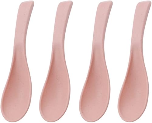 Miniatura 9 de Juego de 4 cucharas de paja de trigo, cuchara reutilizable para cereales de sopa, cuchara de cena irrompible, cuchara portátil ligera para comidas