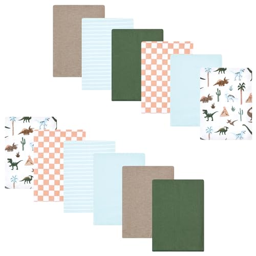 Luvable Friends Hudson Baby Flannel Burp Cloths 12pk, Vintage Dino