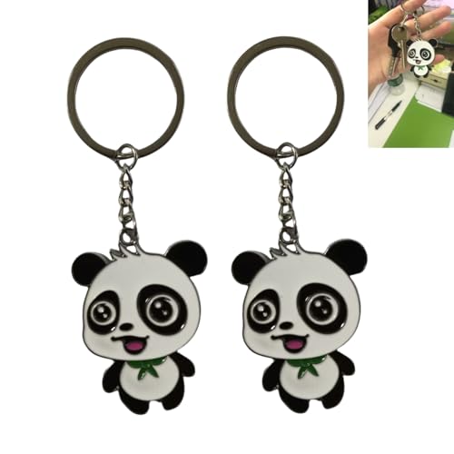 Zwenjuan Porte-Clés Panda,2 Pièces Porte-clés en métal,Cadeau Panda,Porte-clés Animaux Panda Bear Porte-clés Pendentif en métal,Cadeau Adorable pour Enfants et Adultes