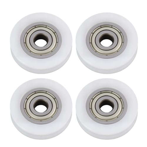 roulette pour baie vitrée coulissante alu, 4 Rouleaux de Roues Rondes en Nylon U avec Roulements - Taille 5x24x6mm - Résistants à Haute Température -...