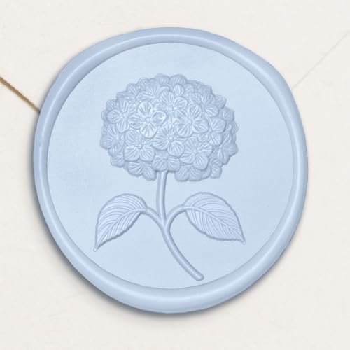 UNIQOOO Wax Seal Stickers - 3D Hydrangea Floral Wedding Invitation Envelope Seal Stickers 50 Pcs Self- Adhesive Stickers Perfect for Invitation Christmas Gift Wrapping (Light Blue)