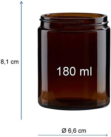 Viva Haushaltswaren # 39519 # 6 Glass Jar 180 ml/Ointment Cream/Cream/Brown Glass Tins/Spice Jars with Labels, Brown, 6.6 x 6.6 x 8.1 cm