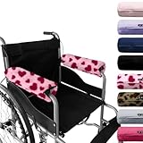 SPRING SEAON Wheelchair Armrest Covers 2 Pack Soft Memory Foam Wheelchair armrest Pads Wicking Washable for Office Transport Chair (Pink Heart)
