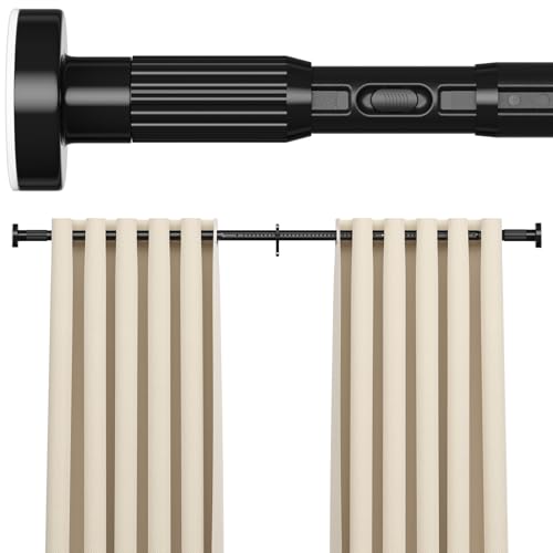 Image of AIZESI 41-100 Inch Heavy Duty Black Tension Curtain Rod - No Drilling, Adjustable, Rust-Proof for Outdoor, Living Room, Bathroom
