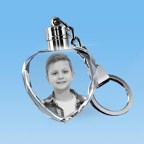 Han'S Laser HCKC0011 Personalized Keychains With Led Light, Mini Heart Shaped, 3D Crystal Keychain With Your Own Photo, Great Memorial Gifts thumb #6