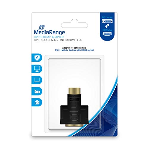 Mediarange - Adattatore Da Dvi A Hdmitm, Contatti Dorati, Presa Dvi-I (24+5 Poli)/Spina Hdmi, Colore: Nero