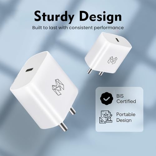 Image of MOOSH 30W Charger BIS Certified Type C Adapter for iPhone 15 /15 Plus /15 Pro /15 Pro Max,14 /14 Plus /14 Pro /14 Pro Max,13 /12 /11 Series with PD 3.0 USB-C Fast Charging Adaptor (White)