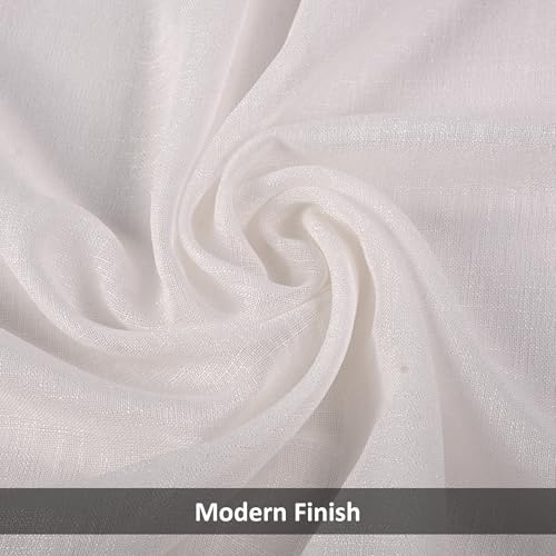 Image of Kuber Industries 6 Pcs Polyester Linen Door Sheer Curtain 7 Feet for Home Decor | 8 Eyelet with Curtain Multiple Use for Living Room /Bedroom | Plain - Off White