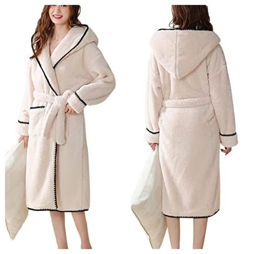 WALNUT Nightgown Thickened Plus Fleece Long Flannel Bathrobe Pajamas Warm Morning Robe Home Service ( Color : D , Size : X-Large )