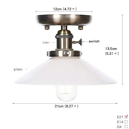 Lámpara de techo moderna semi flush E27 plafón industrial retro hierro 1 luz 3