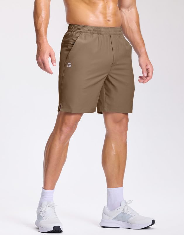 Image of GGJ Men's Lightweight Athletic Shorts with 2 Zipper Pockets 7 inch /9 inch /5 inch Gym Workout Running Quick Dry Tennis Shorts for Men