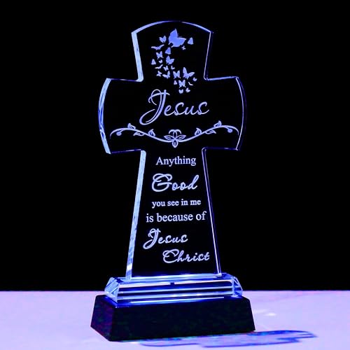 Image of Qianwei Crystal Cross Jesus Inspirational Gifts Religious Catholic Baptism Communion Confirmation Gifts for Women Sister