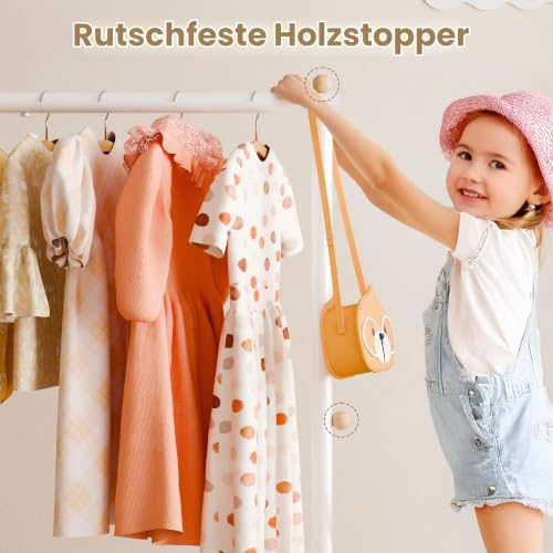 GRANNY SAYS Kleiderständer Kinder mit Aufbewahrungskiste, Kinder Kleiderstange auf Rollen, beige Kindergarderobe freistehend… – Ansicht 6