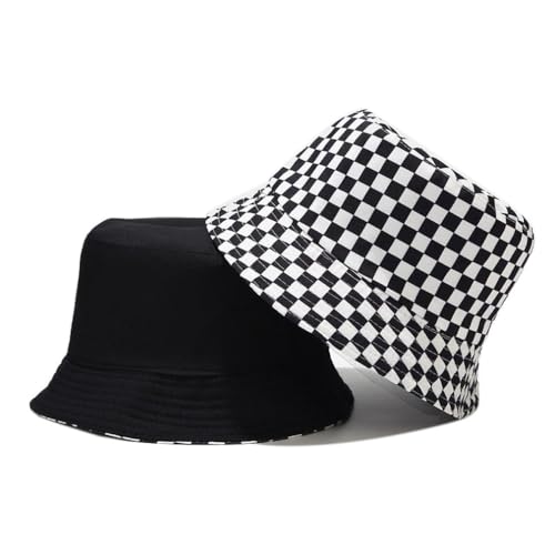 Image of Quanhaigou Bucket Hats Unisex Summer Travel Beach Fisherman Cap for Men Women Teens (Black White Chessboard)