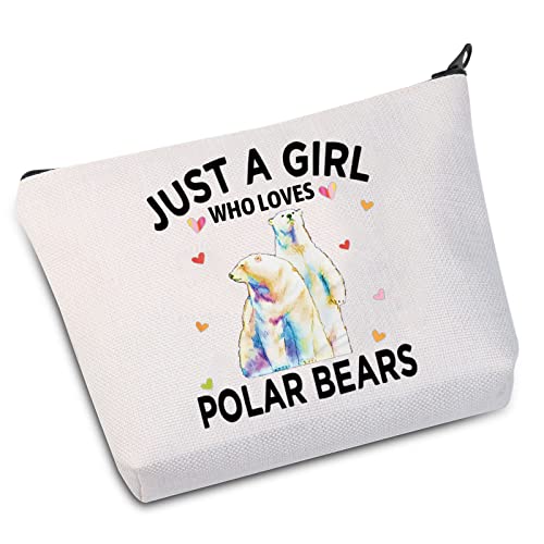 WZMPA Funny Polar Bears Cosmetic Makeup Bag Polar Bears Lover Gift Just A Girl Who Loves Polar Bears Makeup Zipper Pouch Bag For Women Girls, Loves Polar Bears