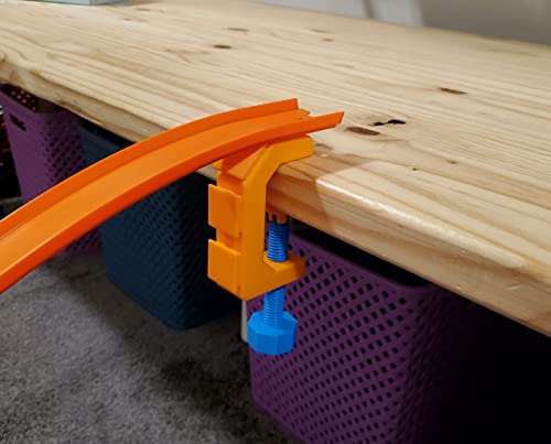 SpeedFreakCNC 1/64 Scale Track C Clamp, Orange, Compatible with Hot Wheels & Matchbox