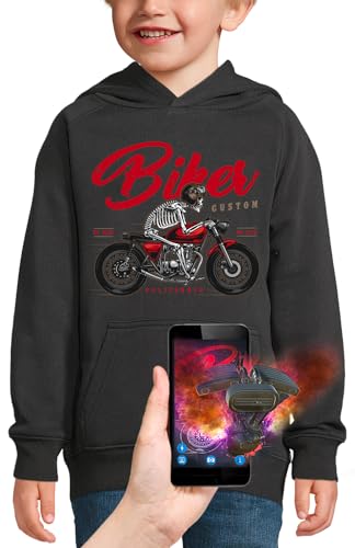 Sweat à capuche squelette biker noir enfant 12 ans style 3D