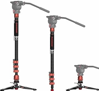 IFOOTAGE Cobra 3 Camera Monopod with Pedal C180F-P,Carbon Fiber Monopod for Camera,DSLR,Minipod Base-P Pedal Lock Design Tripod,Payload up to 17.6lbs/8KG,Max. Height 71"/180cm